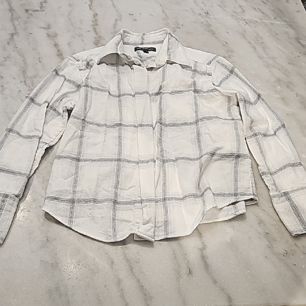 Banana Republic Gray and White Plaid Shirt